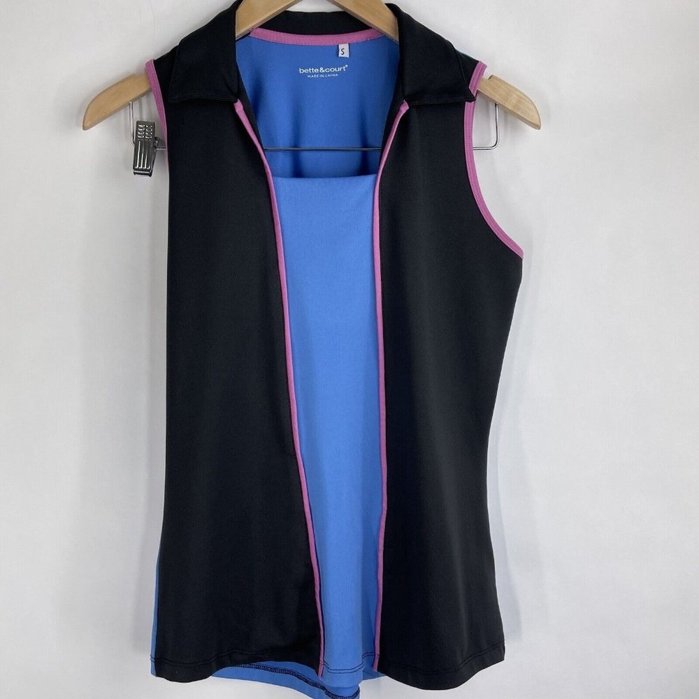 Bette‎ & Court Tank Top Womens Size Small S Blue Black Sequin